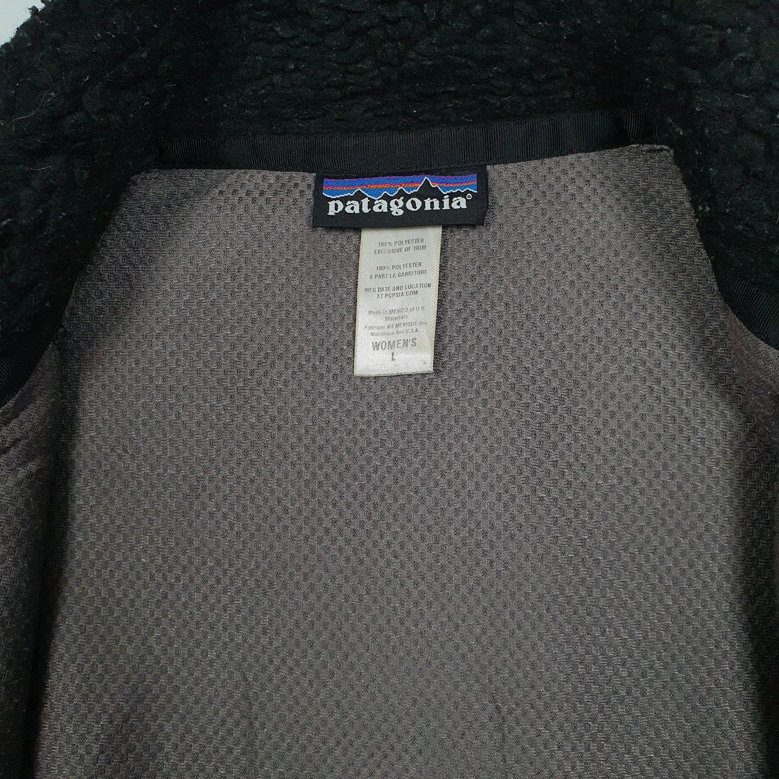 Womens Black Patagonia Retro X Deep Pile Fleece Full Zip Coat