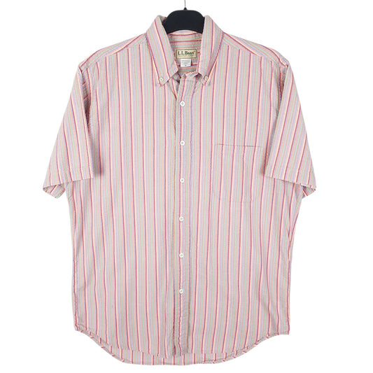 Mens Pink L.L.Bean Vintage 90s Made In USA Short Sleeve Shirt