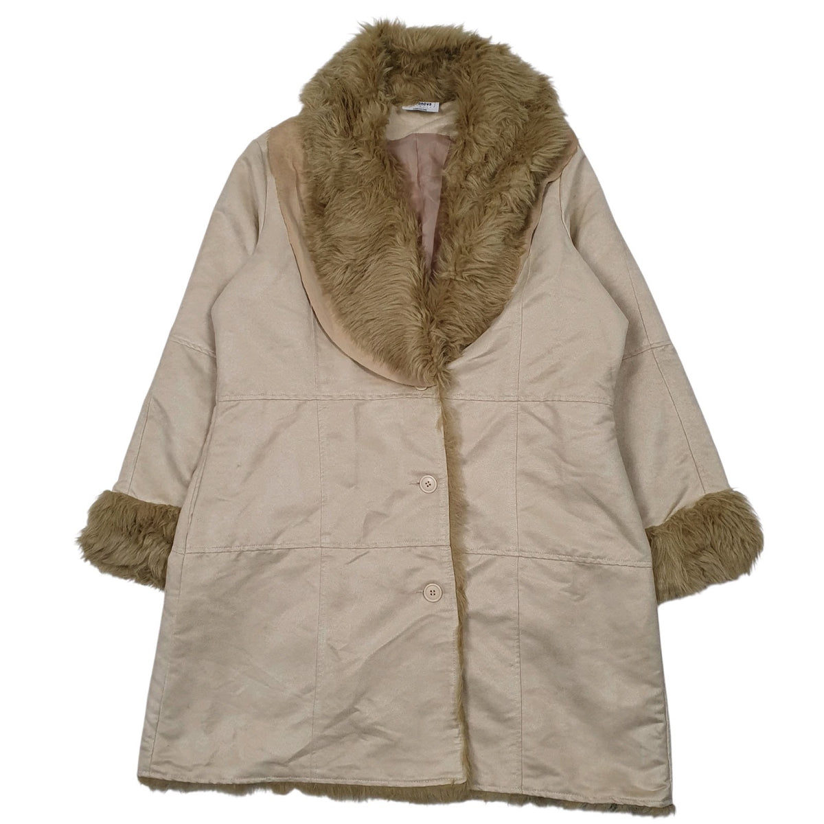 Womens Cream Euronova Faux Afghan  Coat