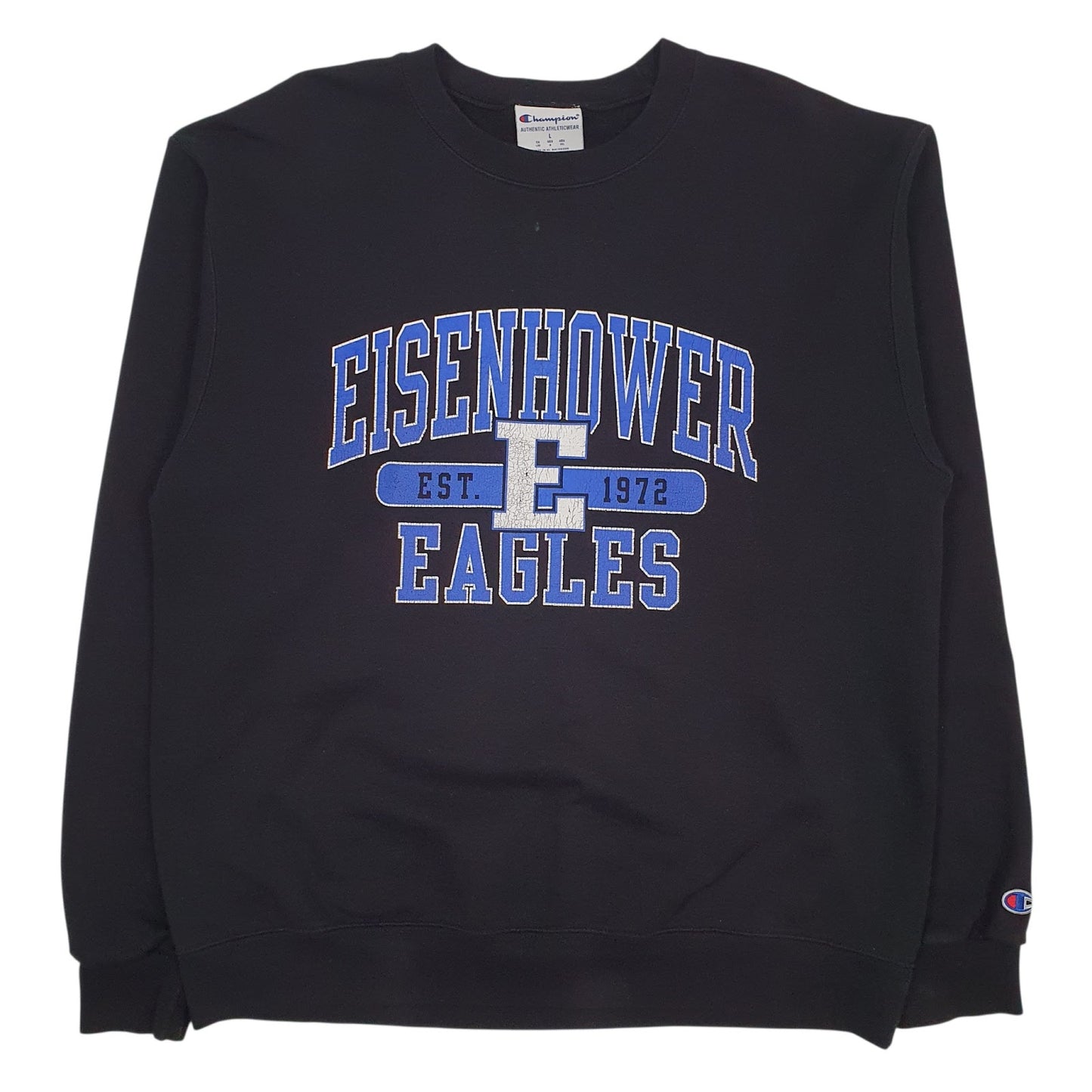 Mens Black Champion Eisenhower Eagles Crewneck Jumper