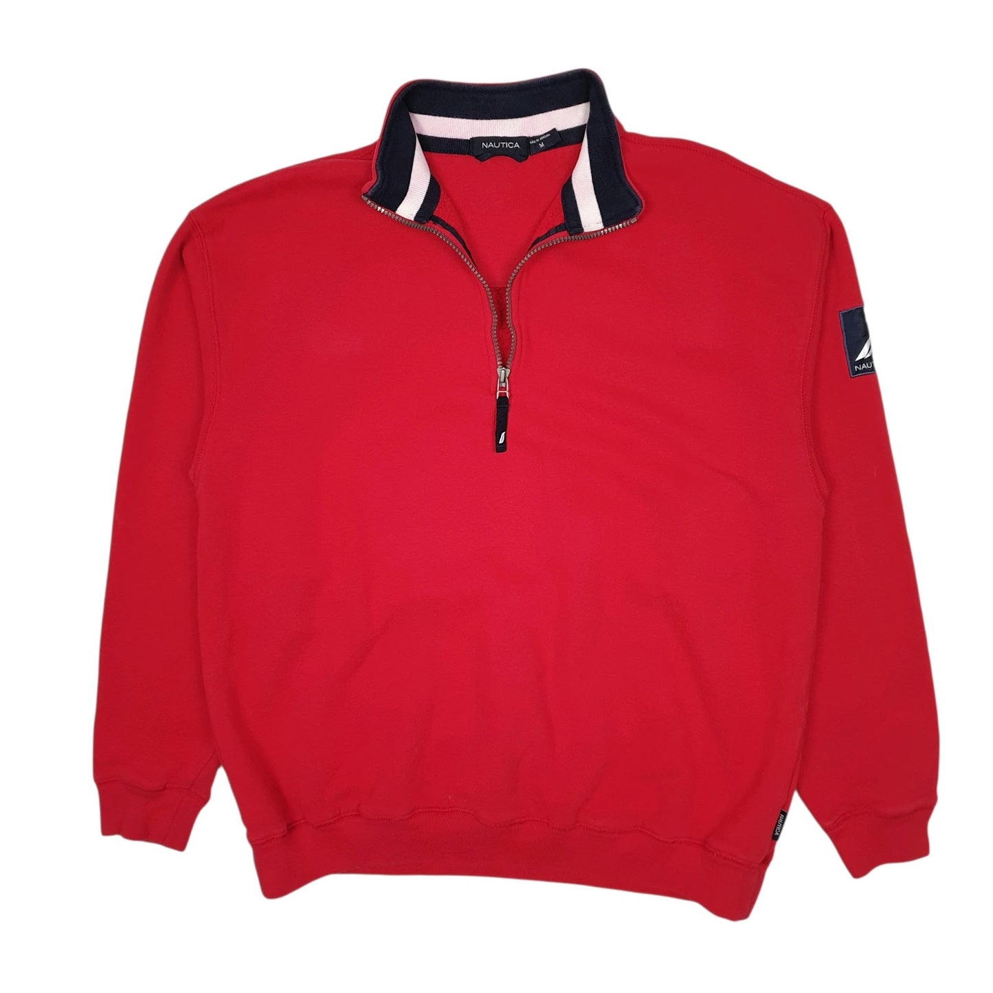 Mens Red Nautica  Quarter Zip Jumper