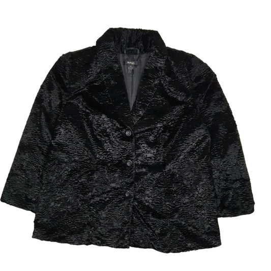 Womens Black Style & Co Fluffy Faux Fur Blazer  Coat