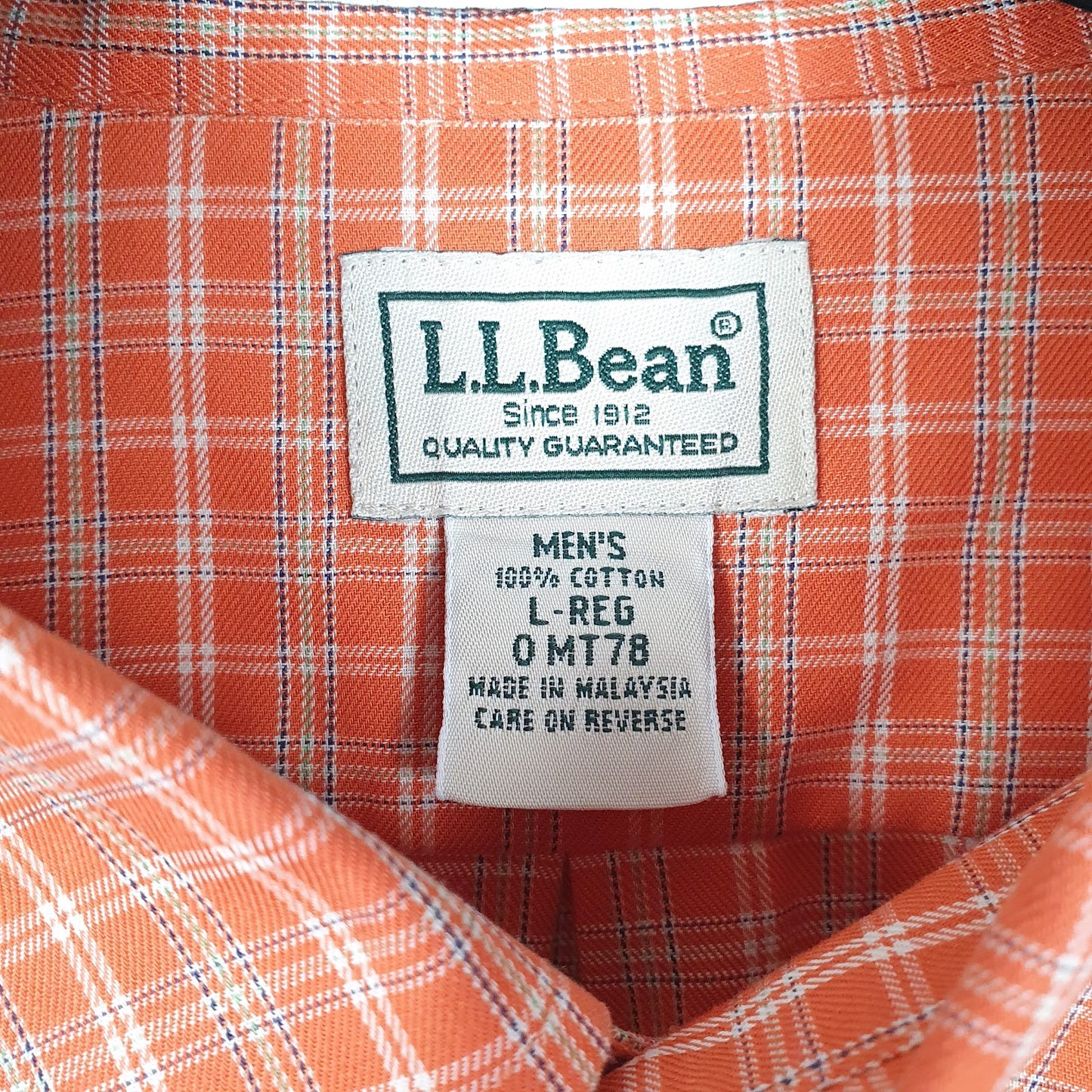 Mens Orange L.L.Bean   Shirt