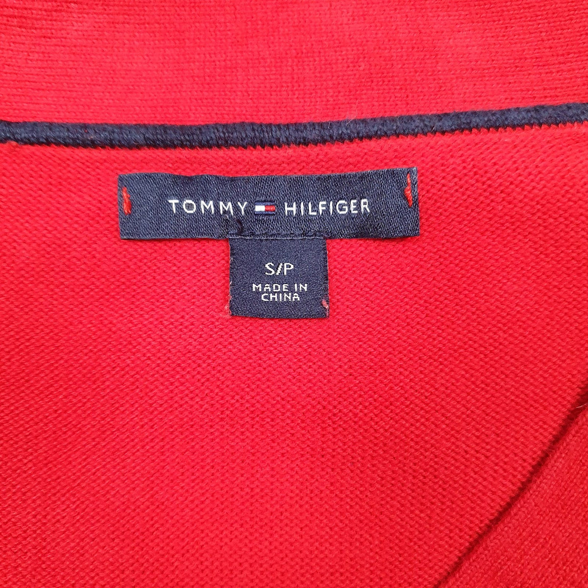 Mens Red Tommy Hilfiger  V Neck Jumper