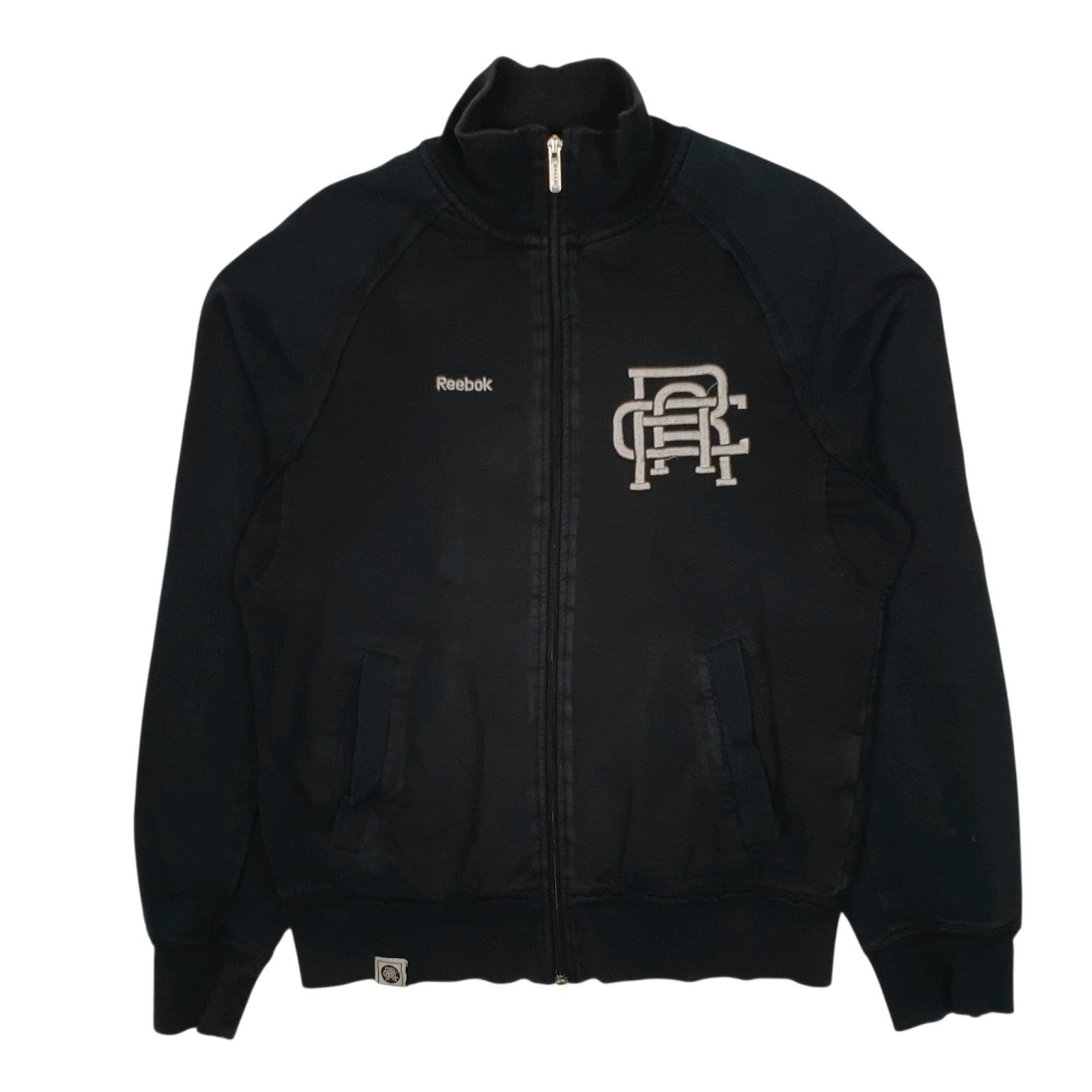 Mens Black Reebok Athletic Club Tracksuit Top Full Zip Jumper