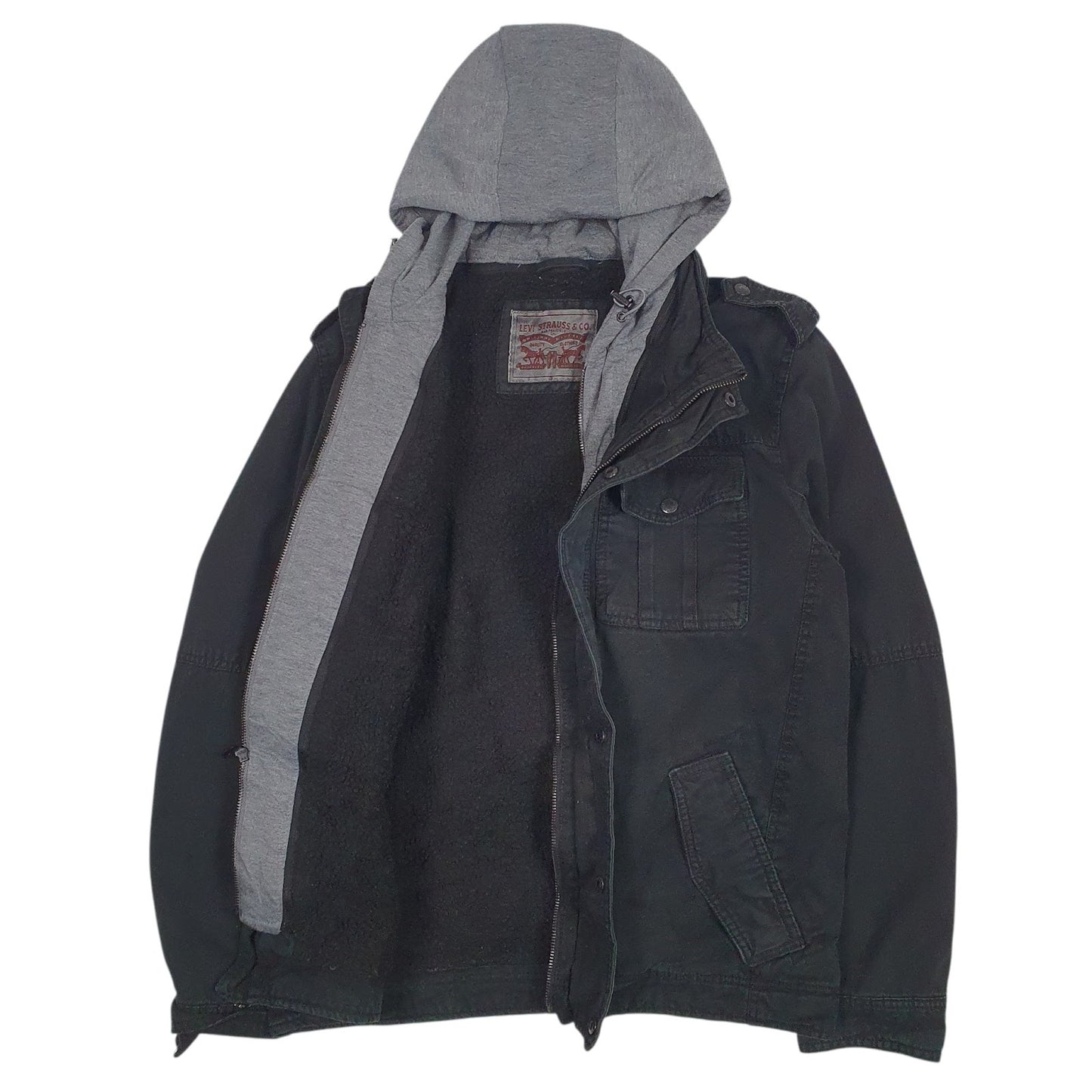 Mens Black Levis Sherpa Lined  Coat