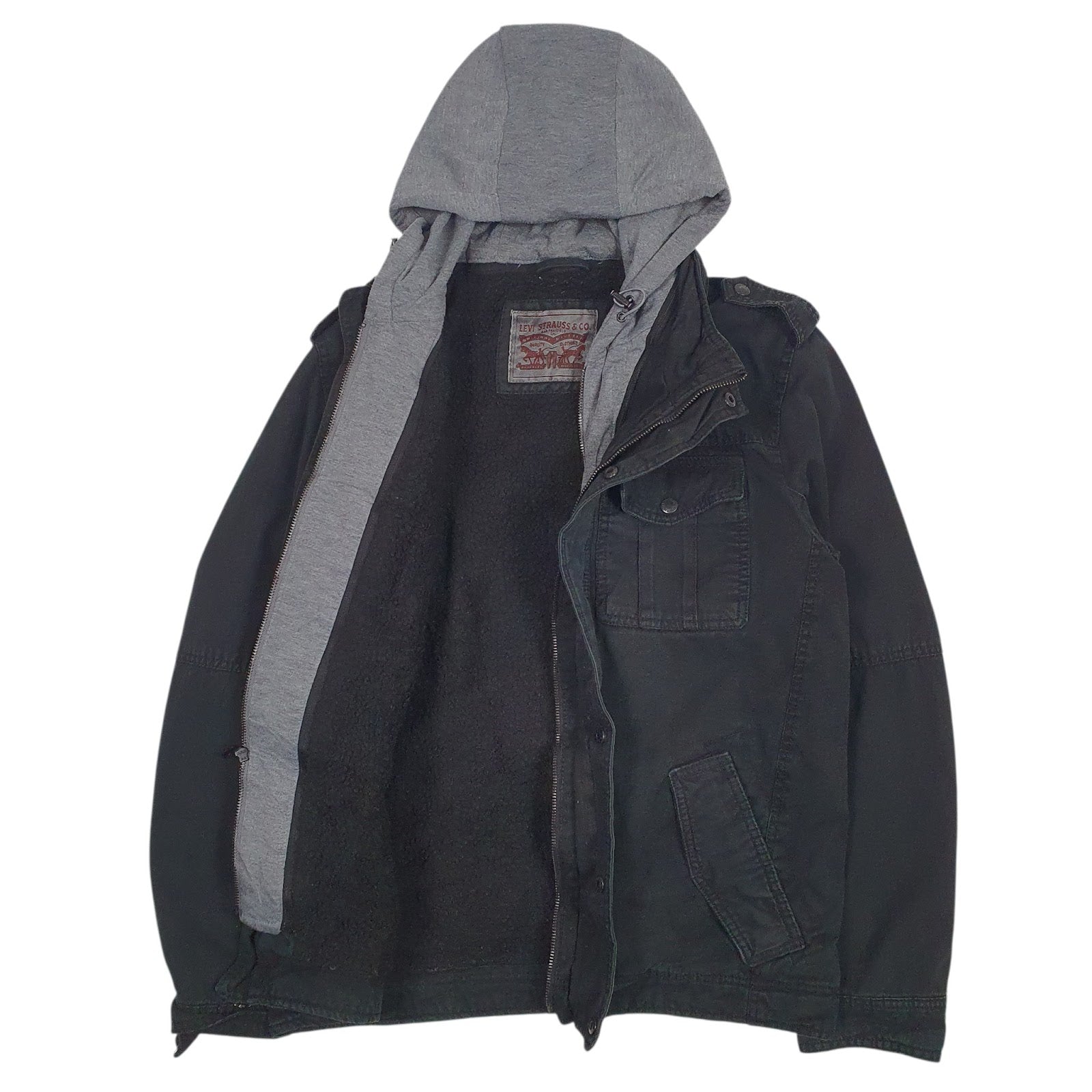 Mens Black Levis Sherpa Lined  Coat