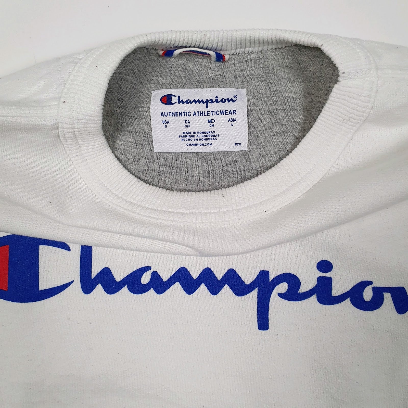 Mens White Champion  Crewneck Jumper