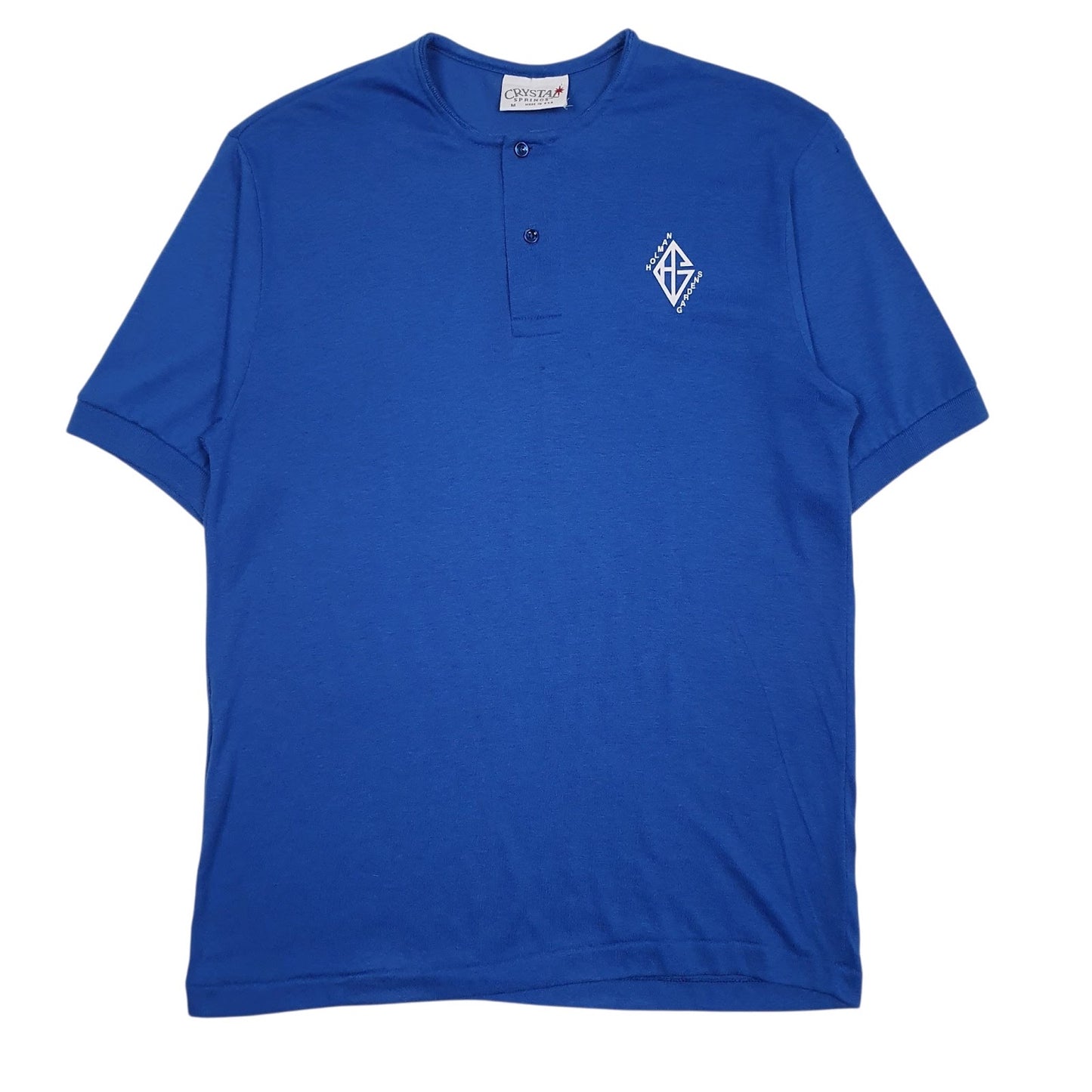 Mens Blue Crystal Springs Vintage 90s Made In USA Short Sleeve Polo Shirt