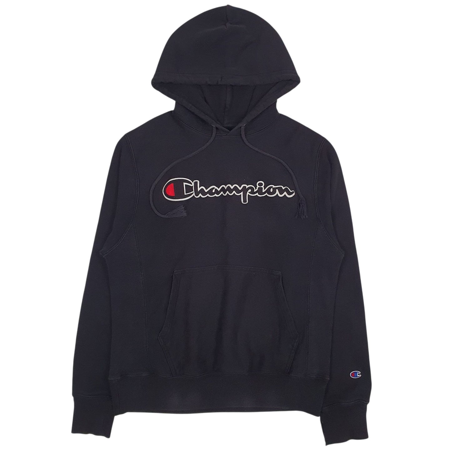 Mens Black Champion Reverse Weave Spellout Hoodie Jumper