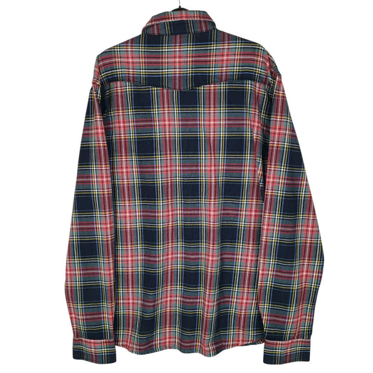 Mens Navy Selected Homme Flannel Plaid Western  Shirt