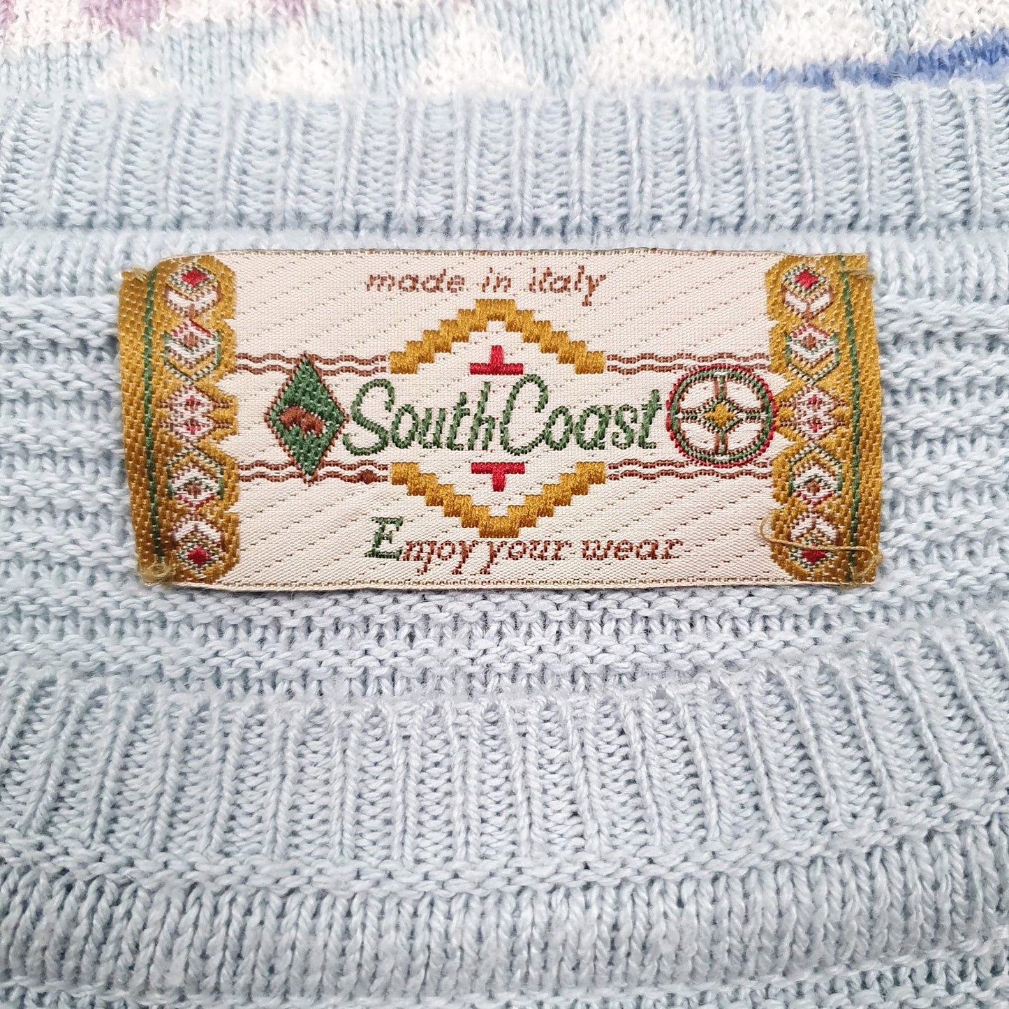 Mens Blue South Coast Crazy Knitwear Crewneck Jumper