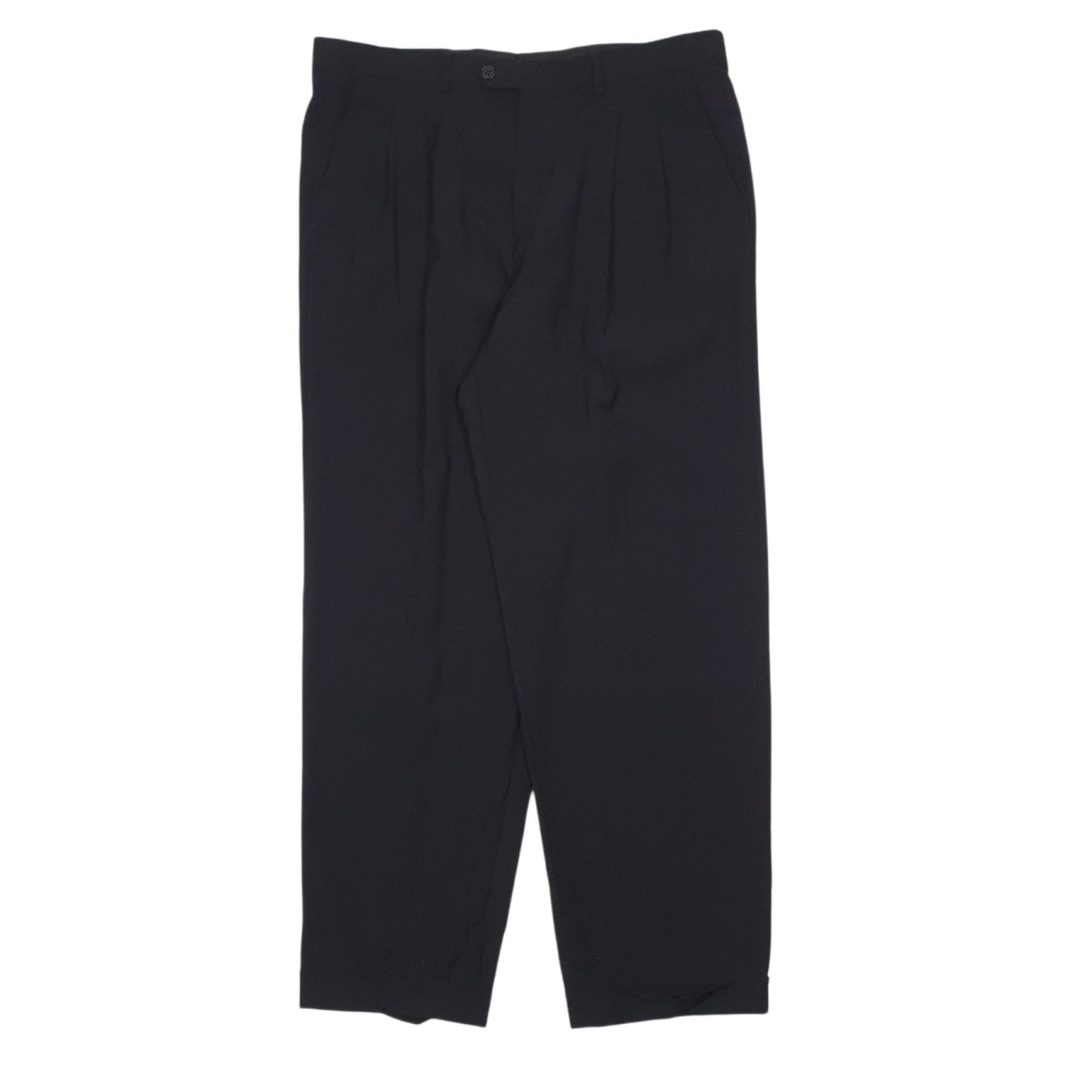 Mens Black Giorgio Armani Pleated Formal Trousers