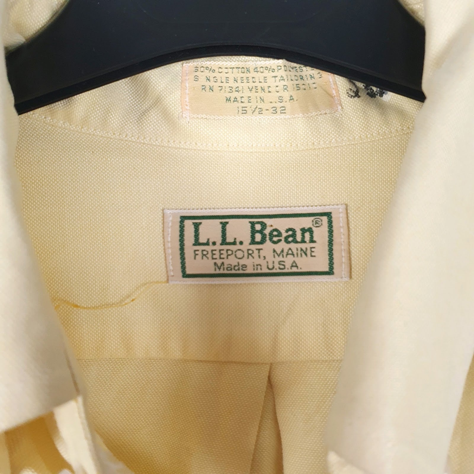 Mens Yellow L.L.Bean Vintage 90s Made In USA  Shirt