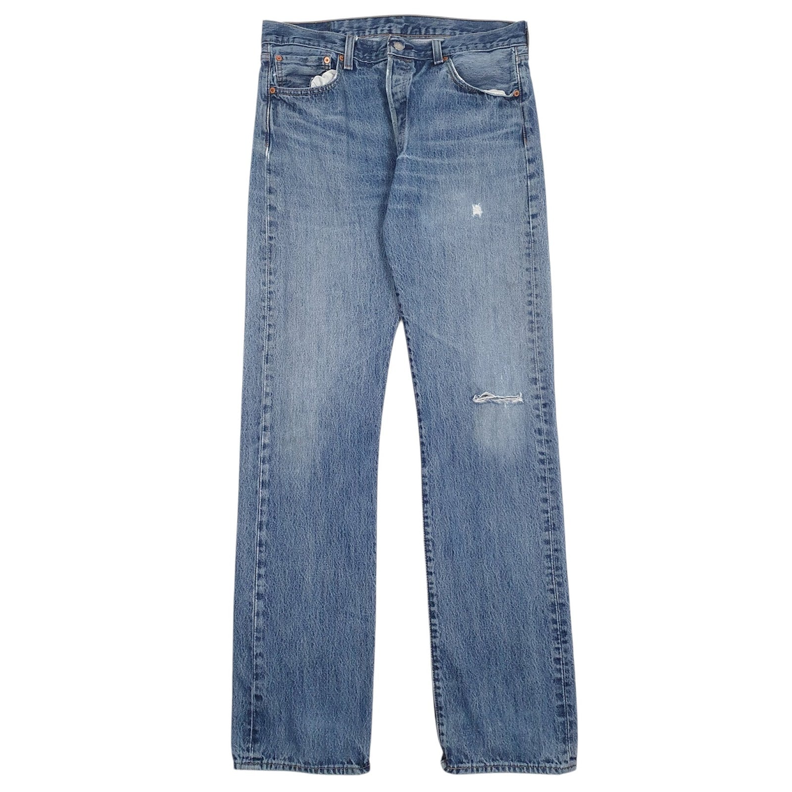 Mens Blue Levis Distressed 501 JeansW34 L36