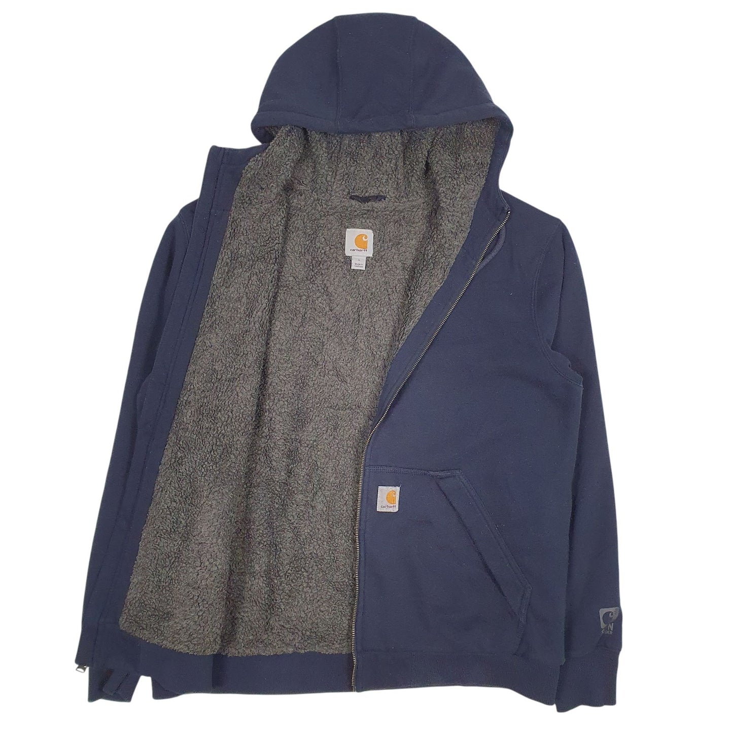 Mens Navy Carhartt Fleece Lined Padded Full Zip Jumper