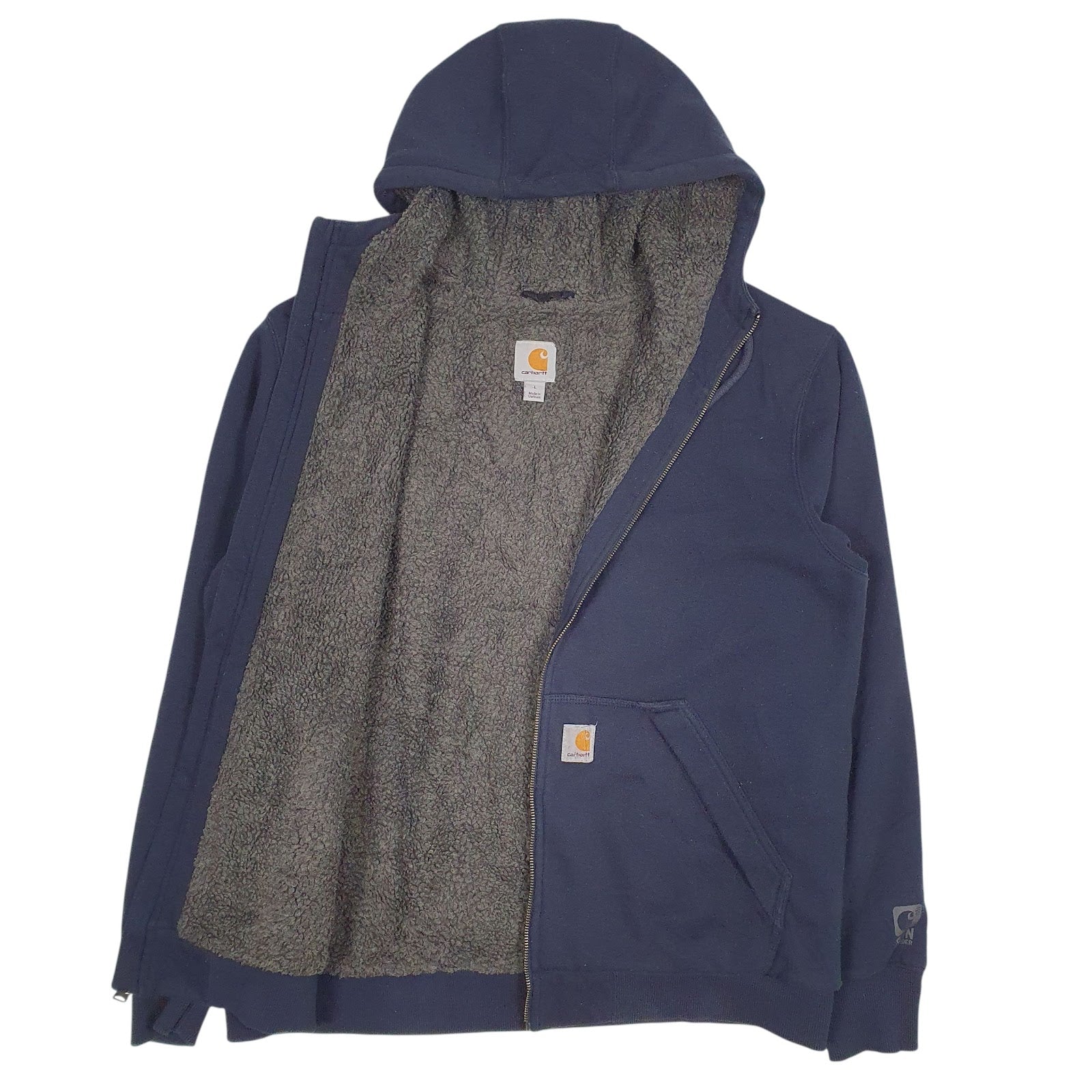 Mens Navy Carhartt Fleece Lined Padded Full Zip Jumper