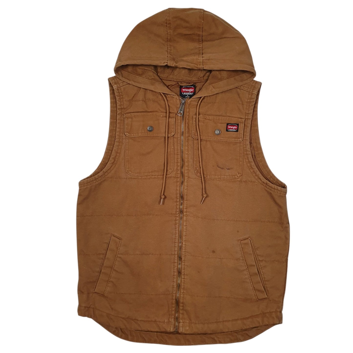 Mens Brown Wrangler Workwear Hoodie Vest Bodywarmer Hoodie Coat
