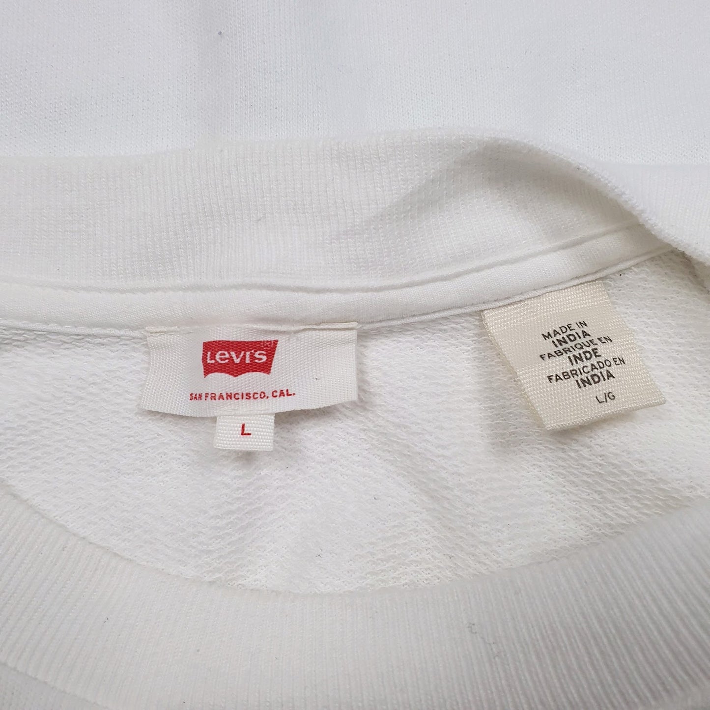 Womens White Levis Crop Top Spellout Crewneck Jumper