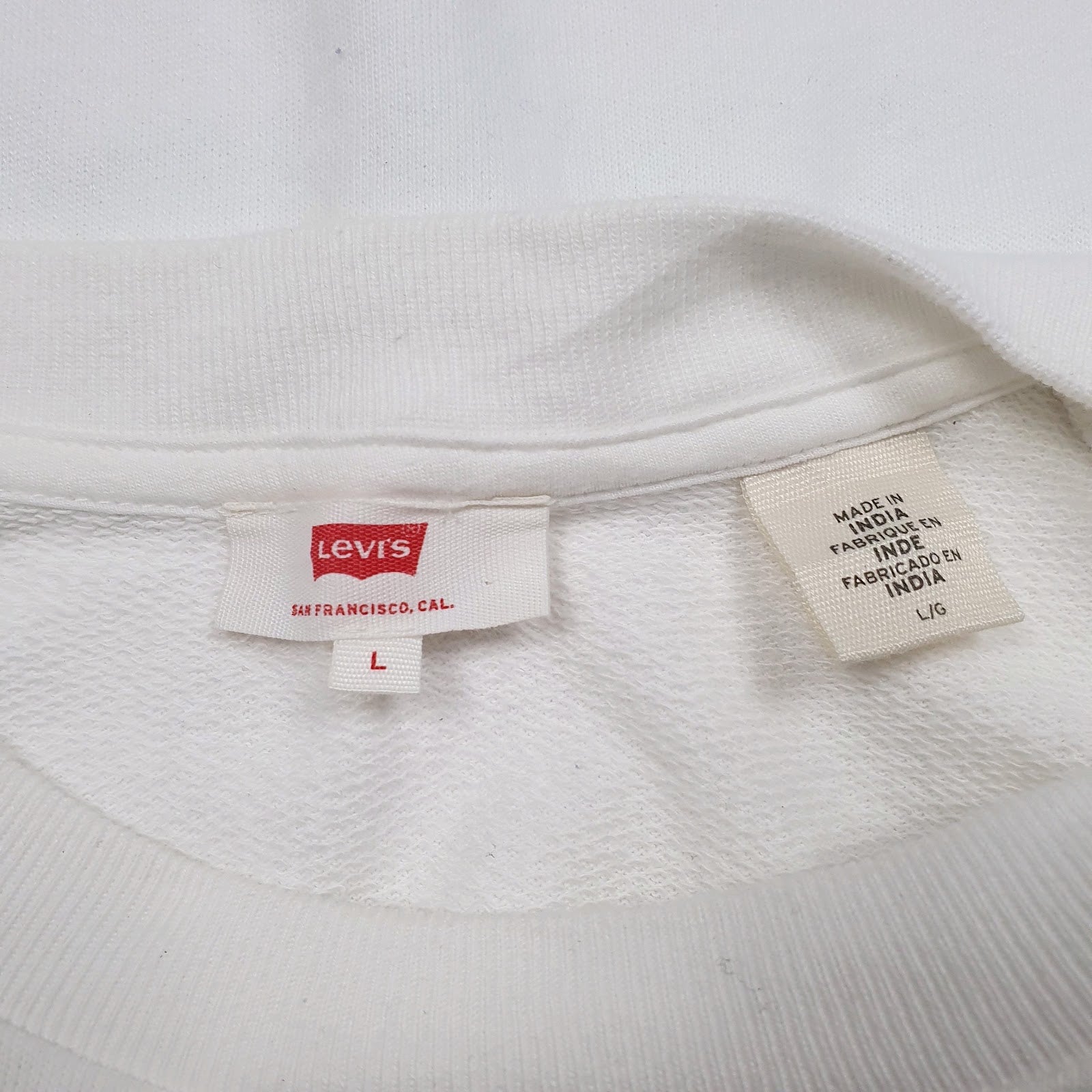 Womens White Levis Crop Top Spellout Crewneck Jumper