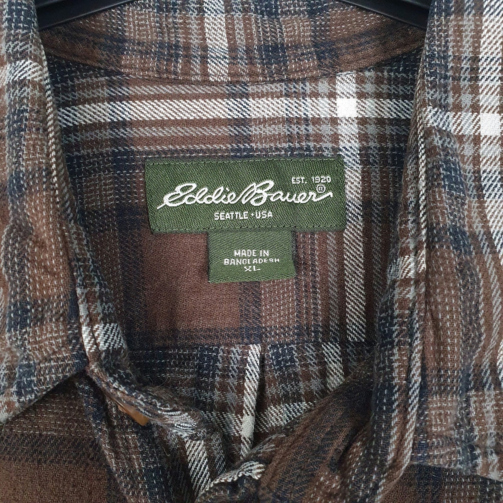 Mens Brown Eddie Bauer Flannel  Shirt