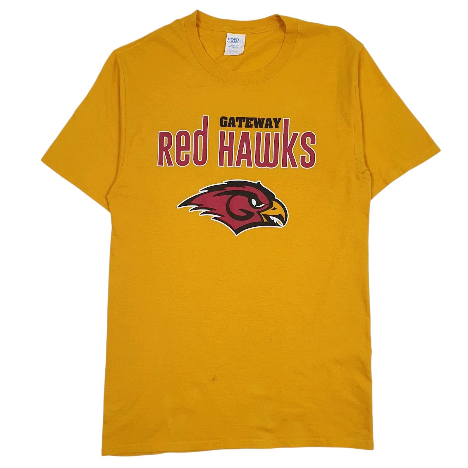 Mens Yellow Port & Company Red Hawks Short Sleeve T Shirt