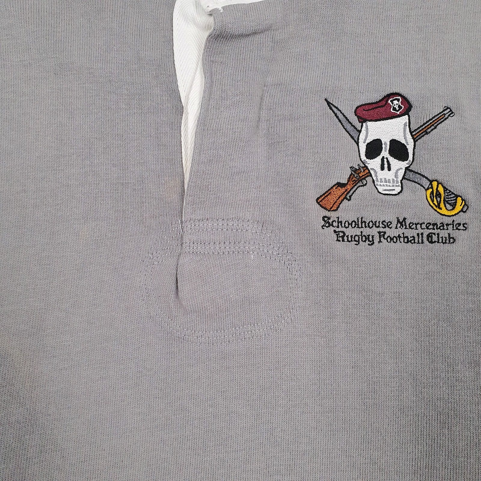 Mens Grey Maxmore Rugby Vintage Schoolhouse Mercenaries  Polo Shirt