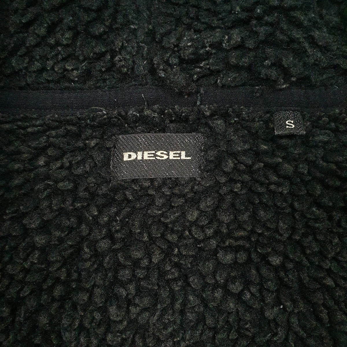 Mens Black Diesel Sherpa Lined Full Zip Jumper