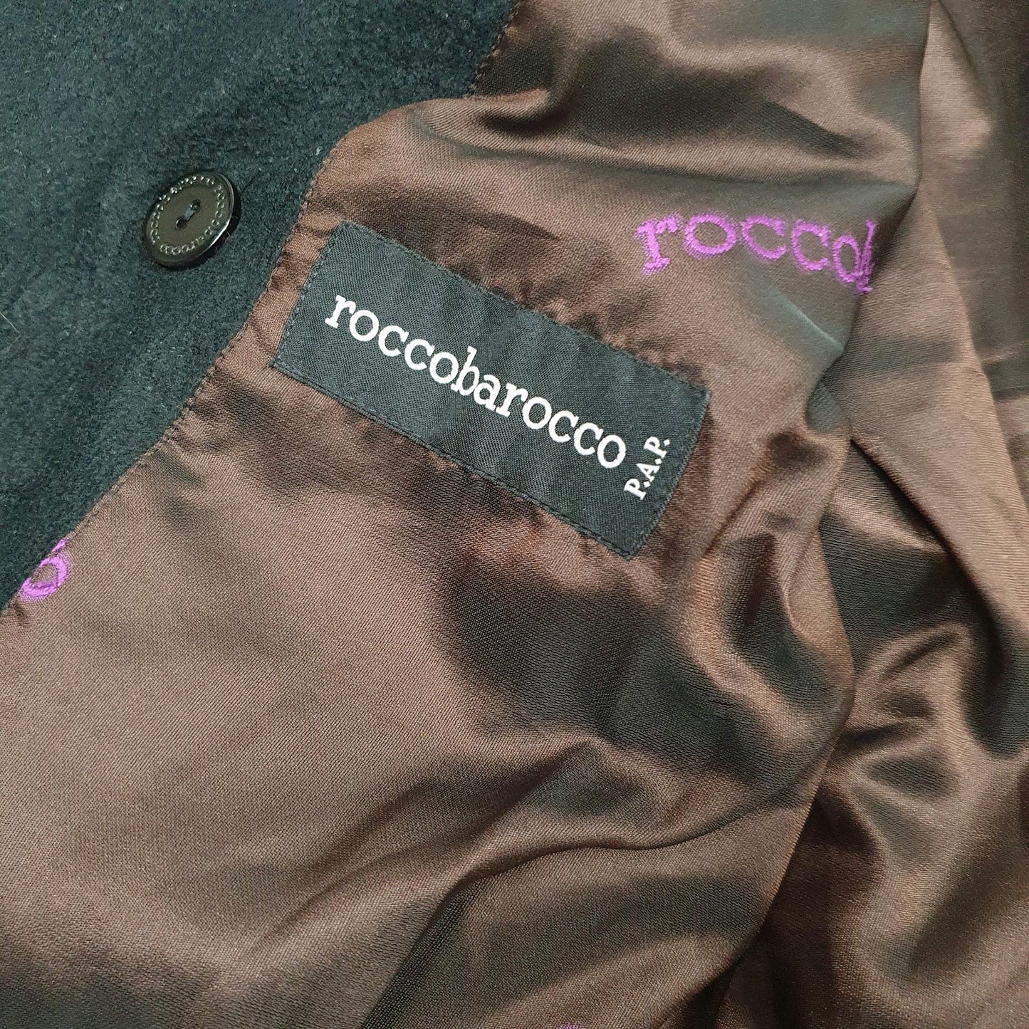 Womens Black Rocco Barocco Double Breasted  Coat