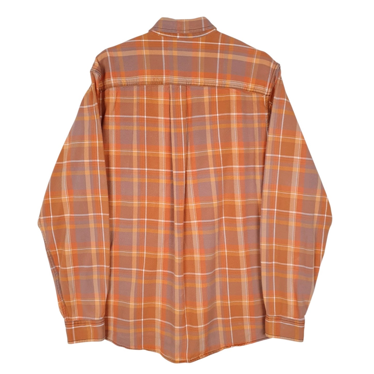 Mens Orange Eddie Bauer Heavyweight Plaid Canvas  Shirt