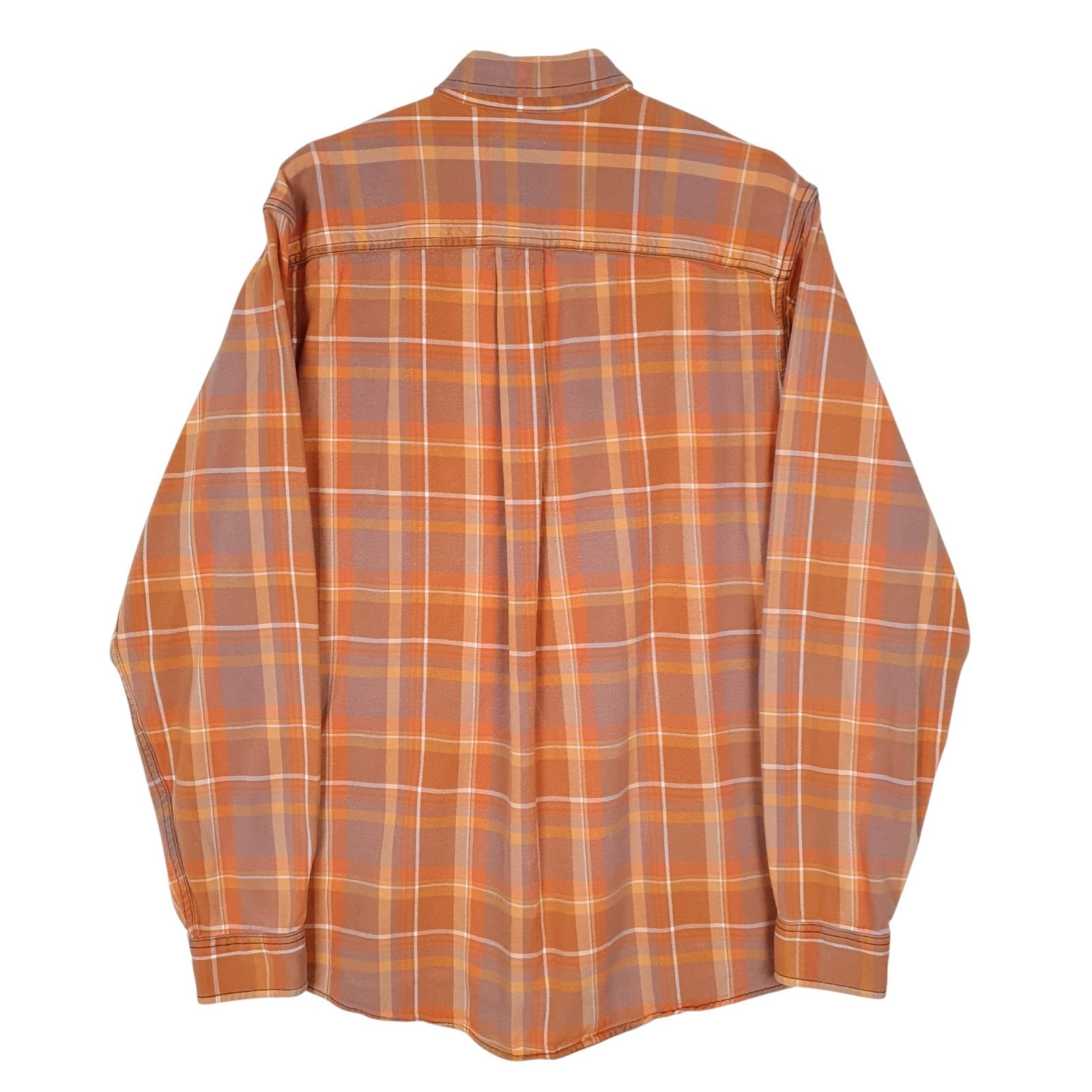 Mens Orange Eddie Bauer Heavyweight Plaid Canvas  Shirt