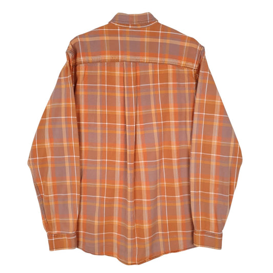 Mens Orange Eddie Bauer Heavyweight Plaid Canvas  Shirt