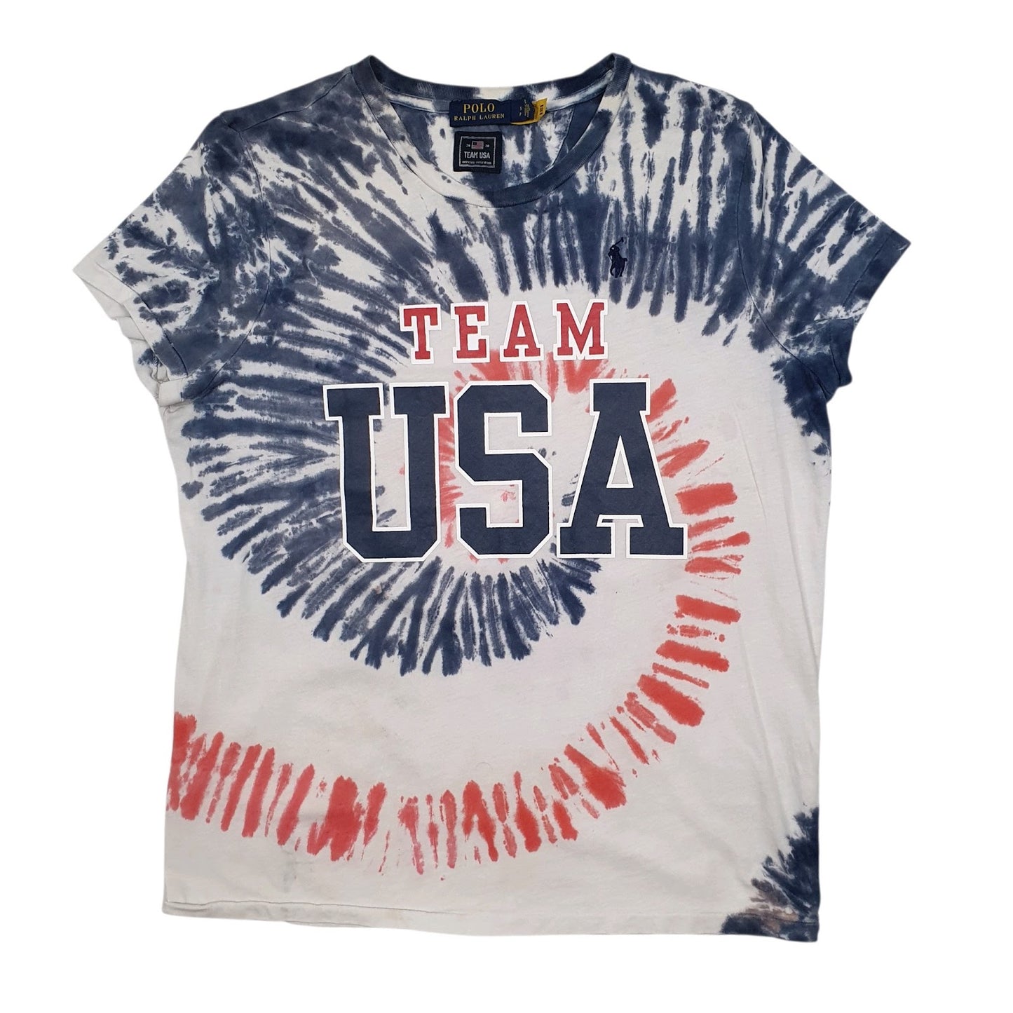 Mens Blue Polo Ralph Lauren Team USA Tie Dye Short Sleeve T Shirt