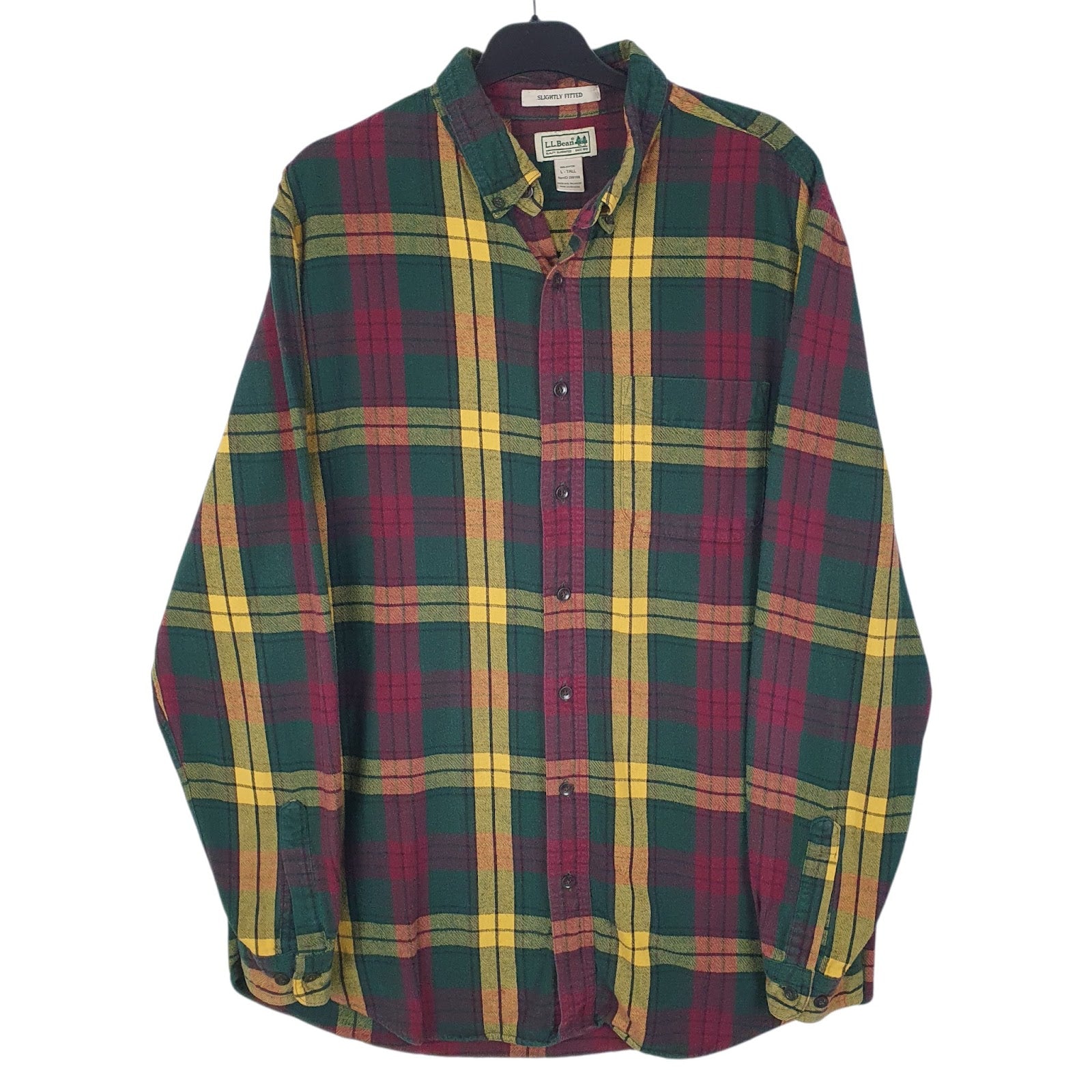 Mens Green L.L.Bean Flannel Long Sleeve Shirt