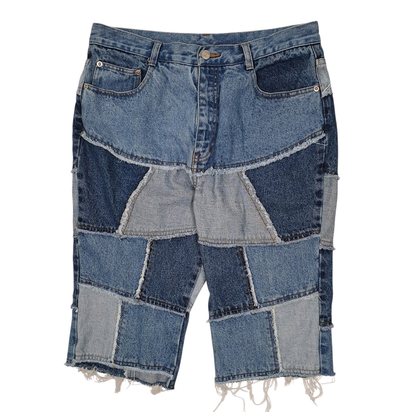 Womens Blue Arizona Jeans Co Patchwork Denim Shorts