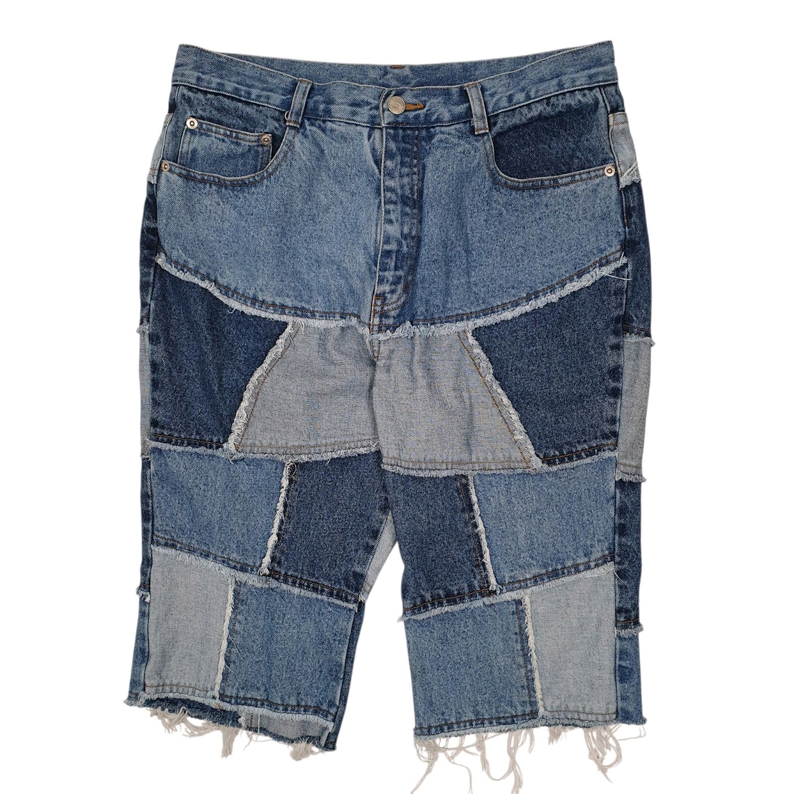 Womens Blue Arizona Jeans Co Patchwork Denim Shorts