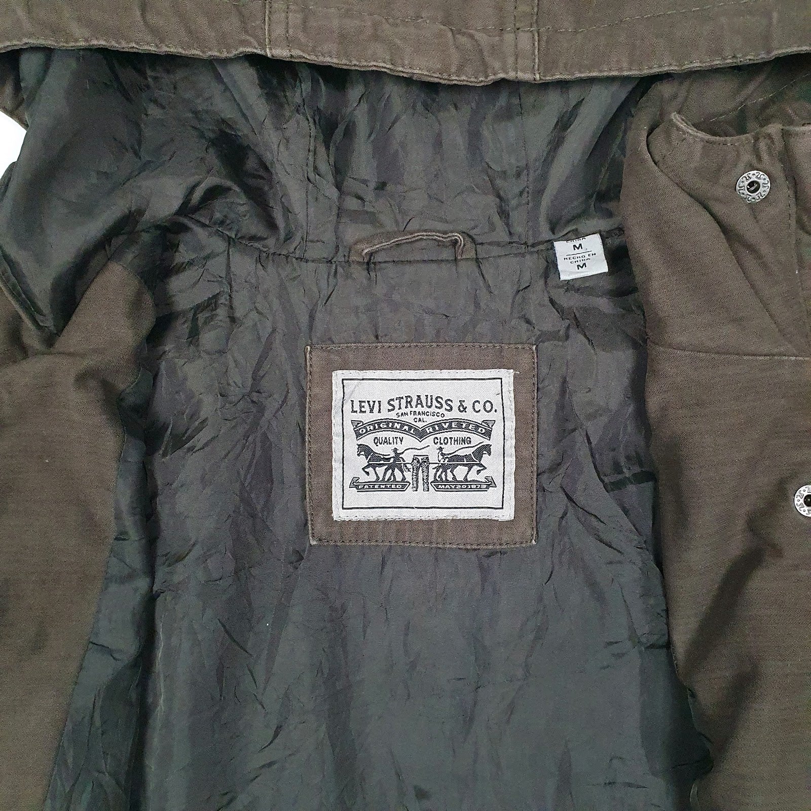 Mens Green Levis Lightweight Fishtail  Coat