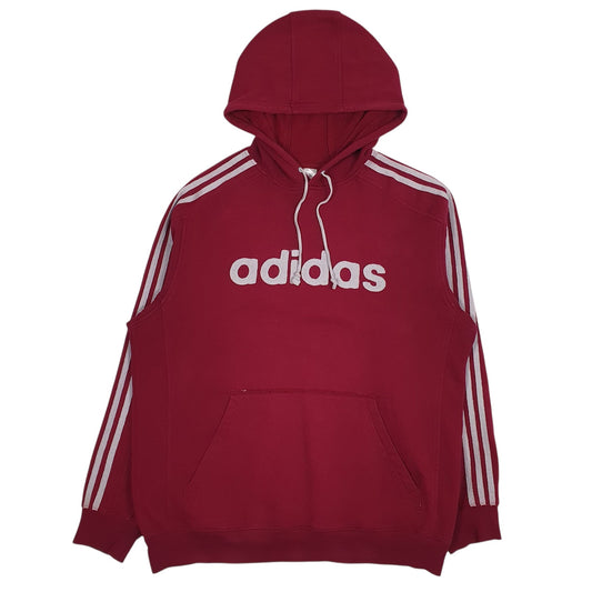 Mens Red Adidas Spellout Hoodie Jumper