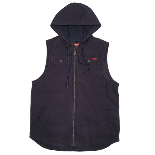 Mens Navy Wrangler Workwear Padded Hooded  Coat