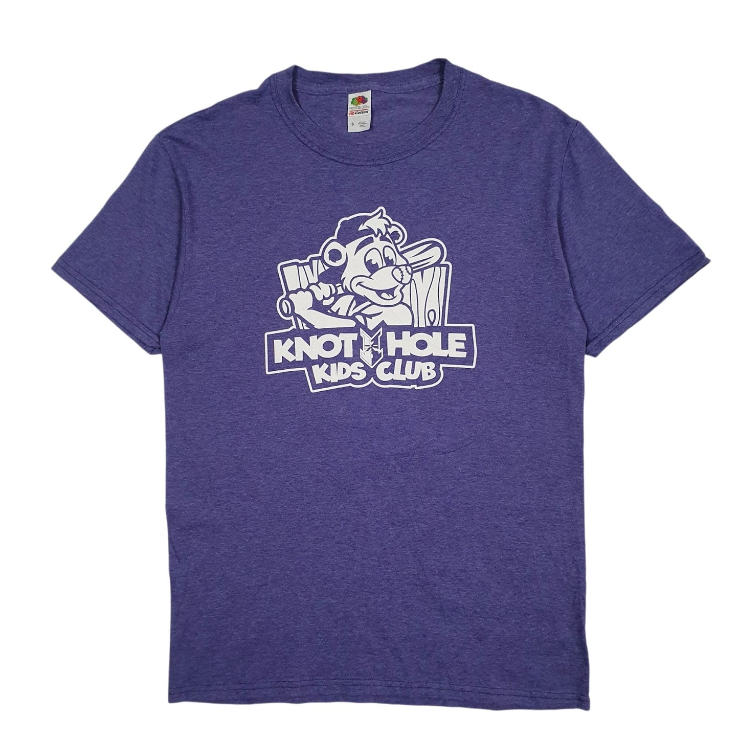Mens Purple Fruit Of The Loom Knot Hole Short Sleeve T Shirt