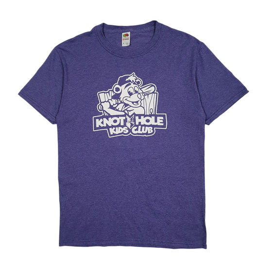 Mens Purple Fruit Of The Loom Knot Hole Short Sleeve T Shirt