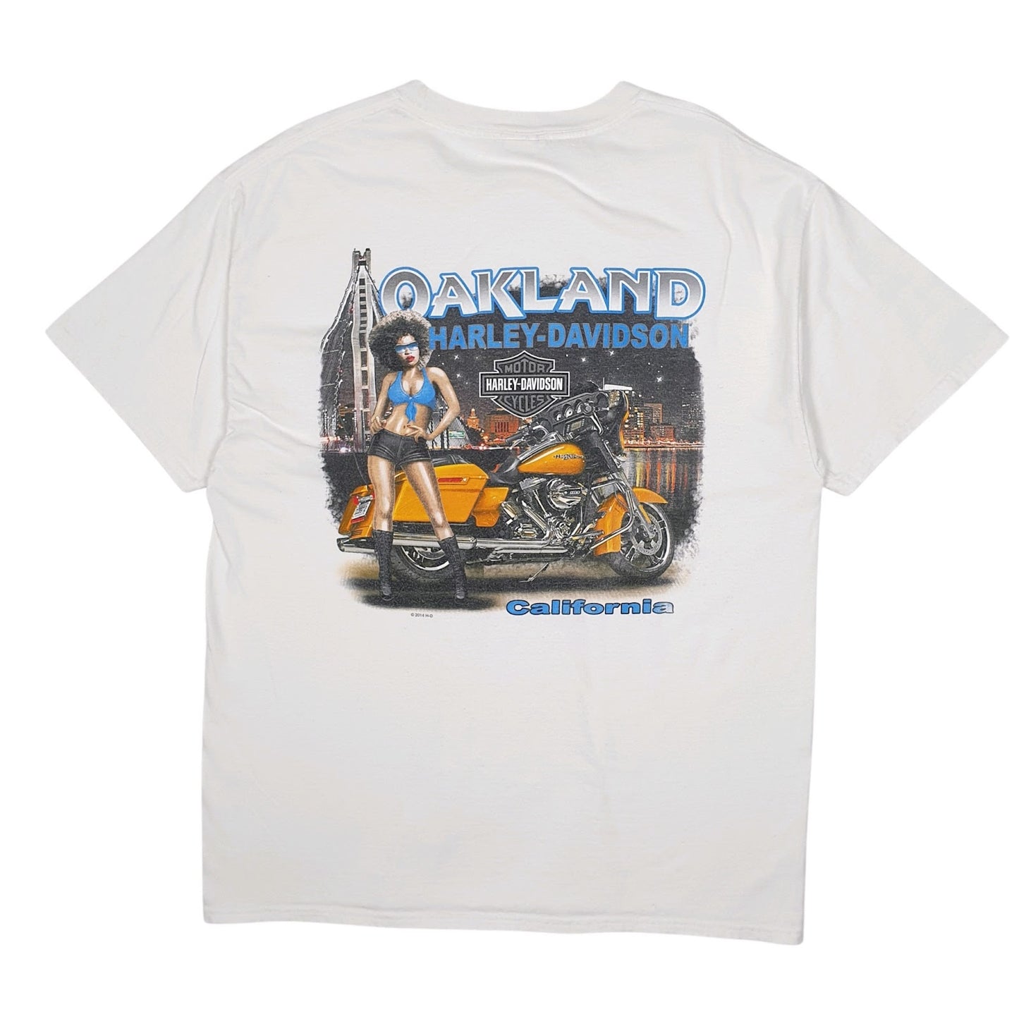 Mens White Harley Davidson Oakland California Motorcycles  T Shirt