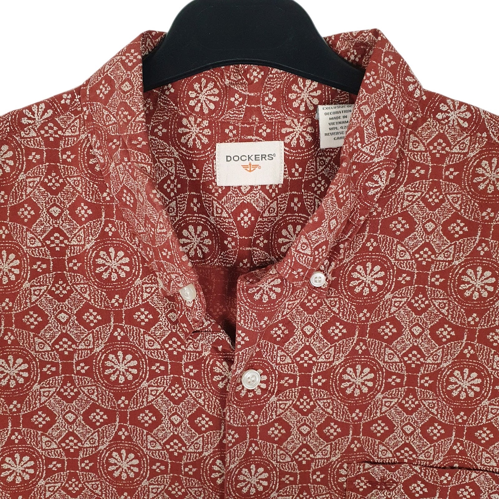 Mens Brown Dockers Paisley Pattern  Shirt