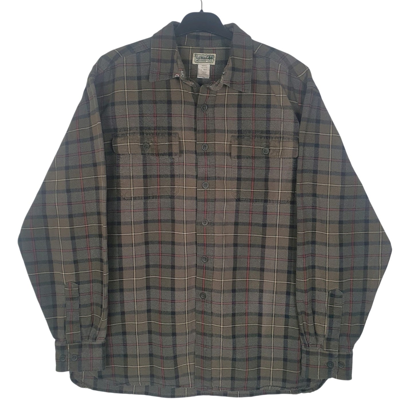 Mens Green L.L.Bean Flannel Long Sleeve Shirt