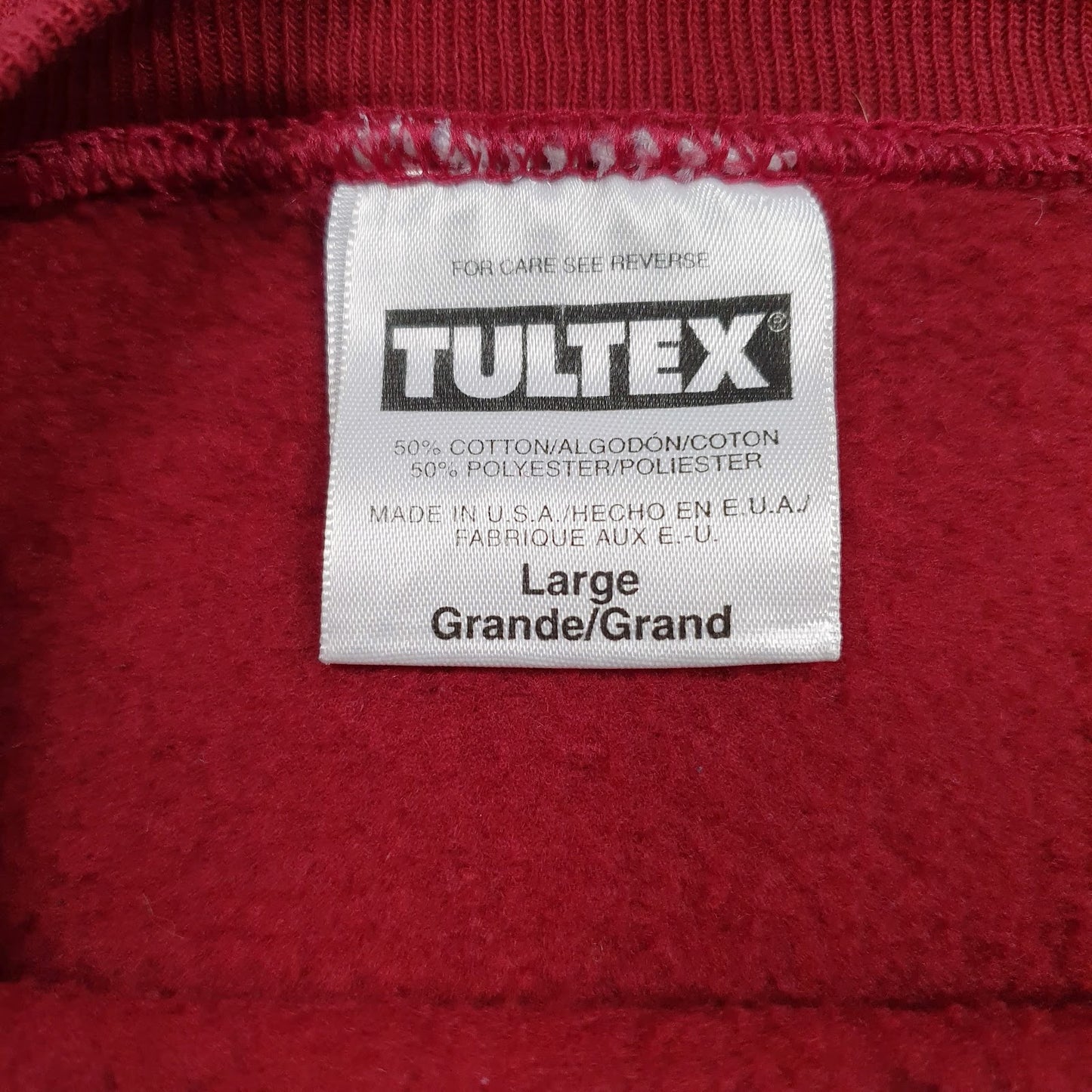 Mens Red Tultex Graphic Vintage 90s Made In USA Crewneck Jumper