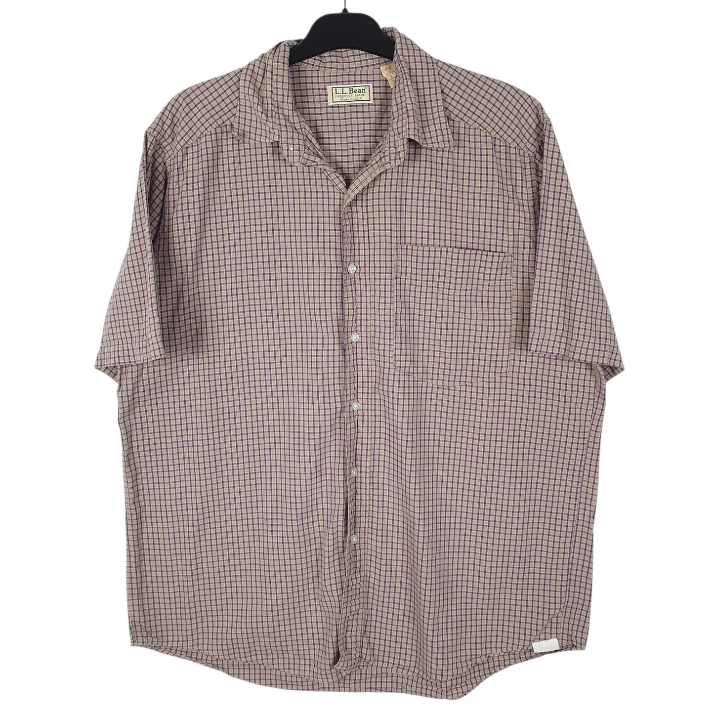 Mens Green L.L.Bean Vintage 90s Made In USA Short Sleeve Shirt
