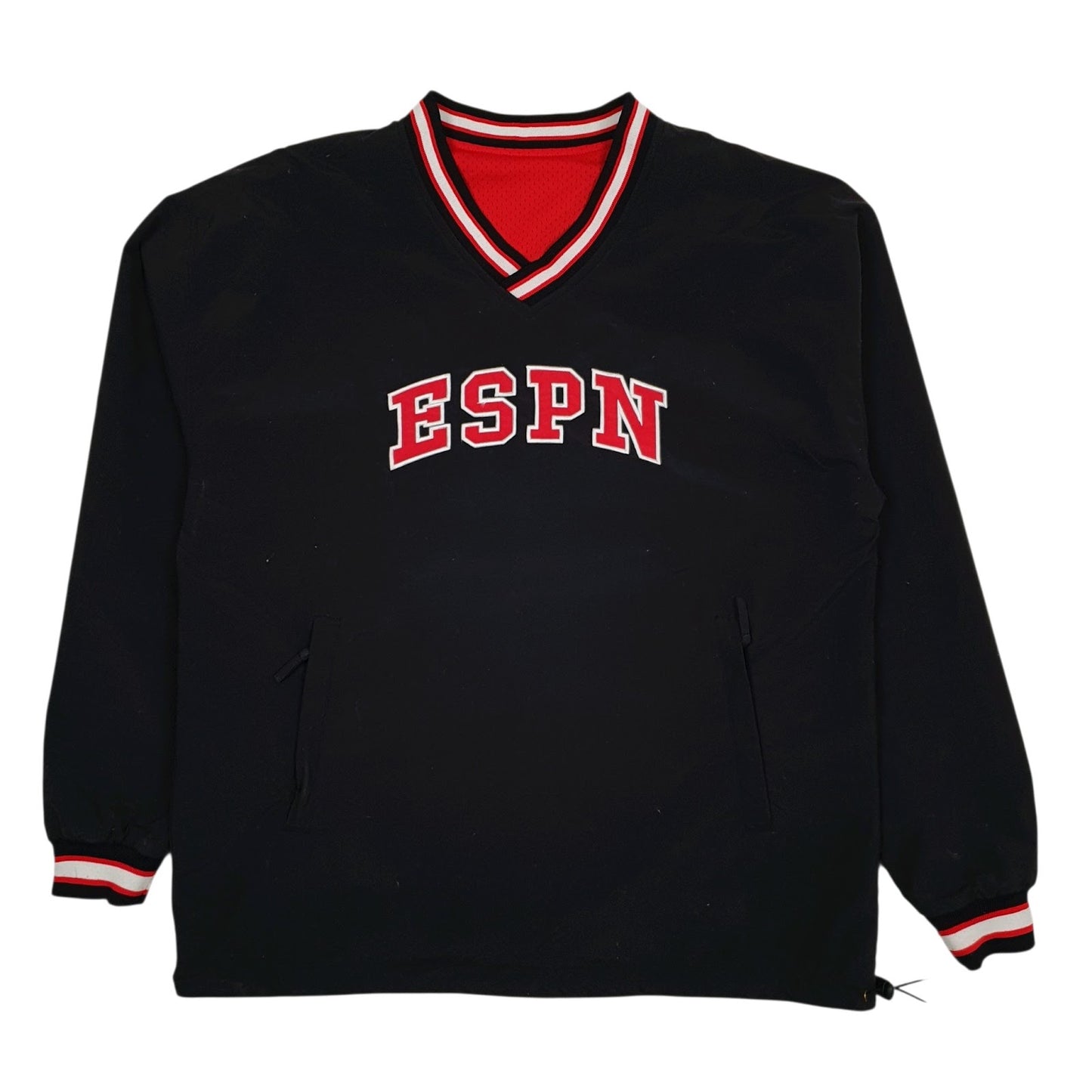 Mens Black ESPN Reversible Sports Pullover  Coat