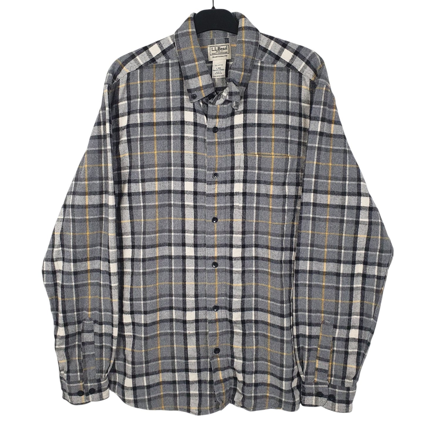 Mens Grey L.L.Bean Flannel Long Sleeve Shirt