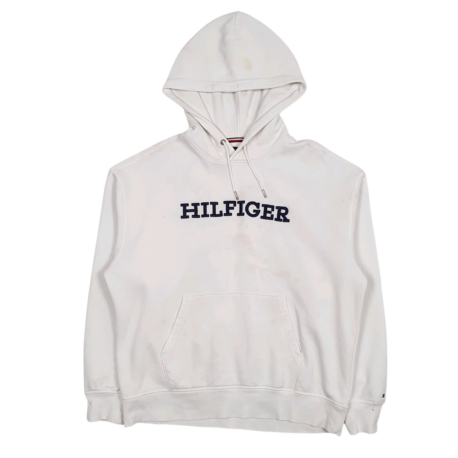 Mens White Tommy Hilfiger Spellout Hoodie Jumper