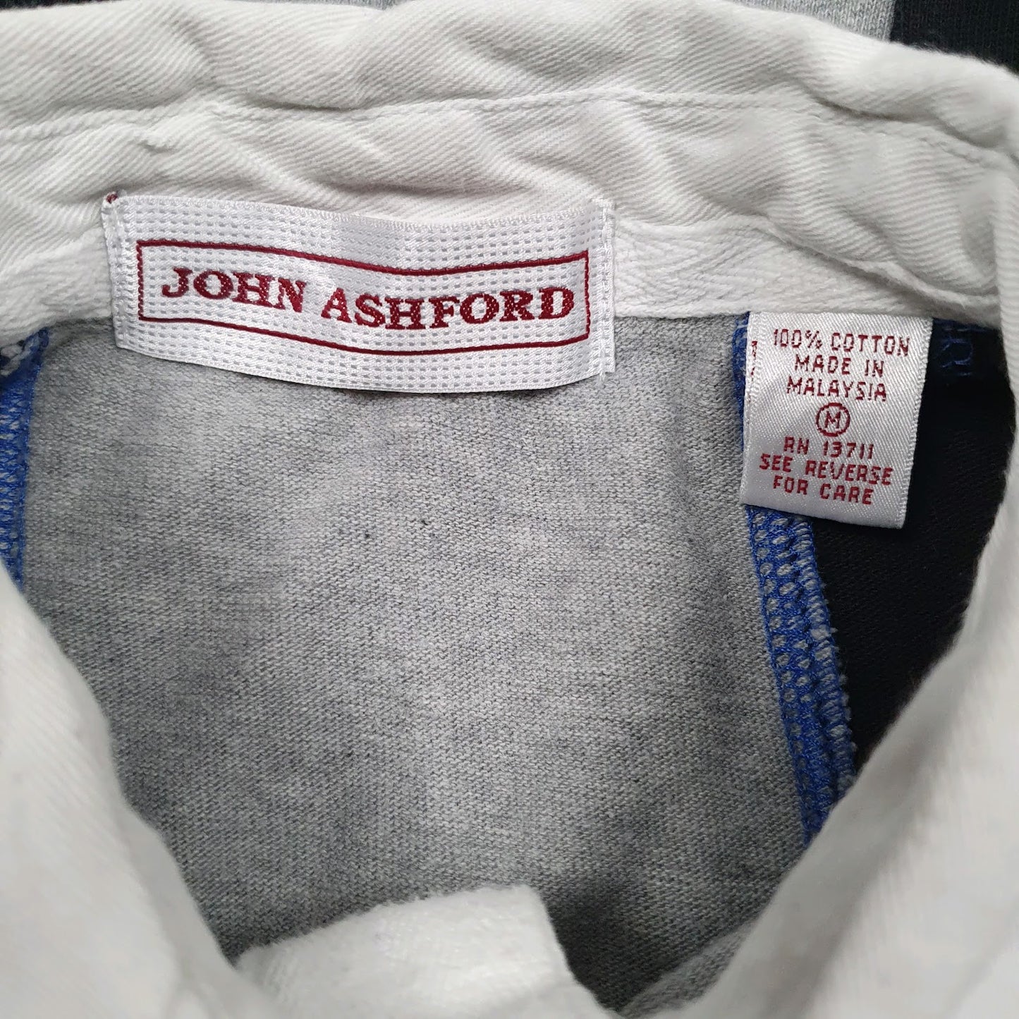 Mens Blue John Ashford Rugby Oversized Crewneck Polo Shirt